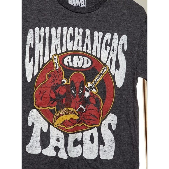 Deadpool Chimichangas & Tacos Marvel T-Shirt Size Small Comics Cartoon Superhero - Picture 2 of 3